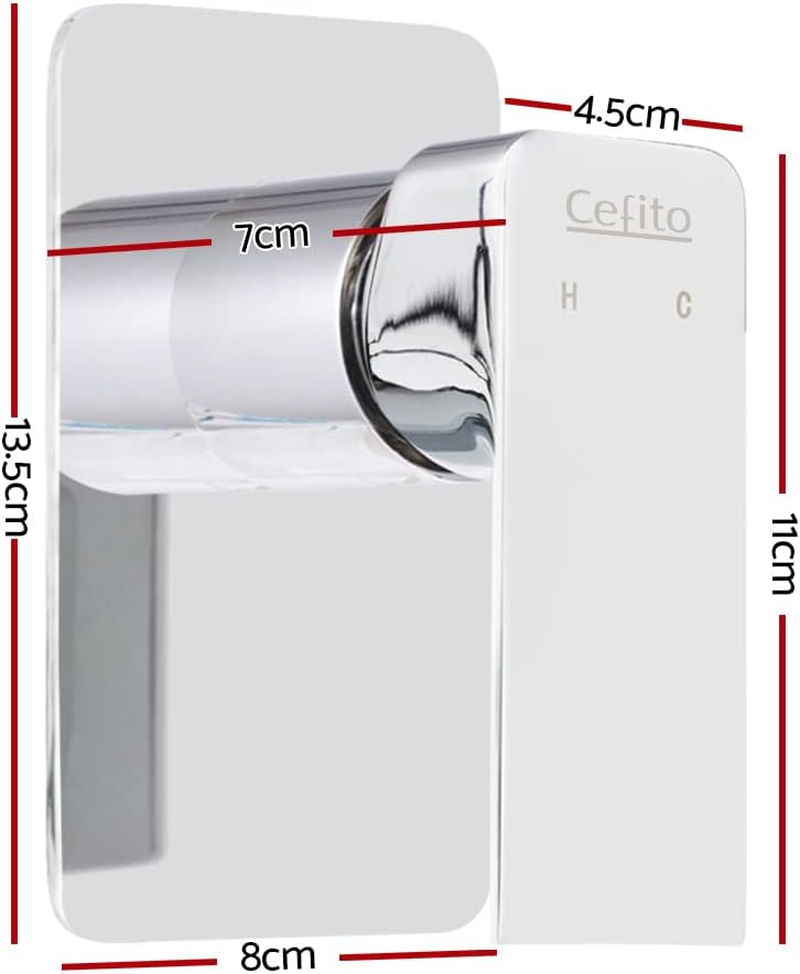 Cefito Shower Tap, Square Mixer Showers Faucet Head Showerhead Tap Bath Accessories Bathroom Toilet Set Kitchen Fixtures Wall, Leak-Resistant Solid Brass Body Silver