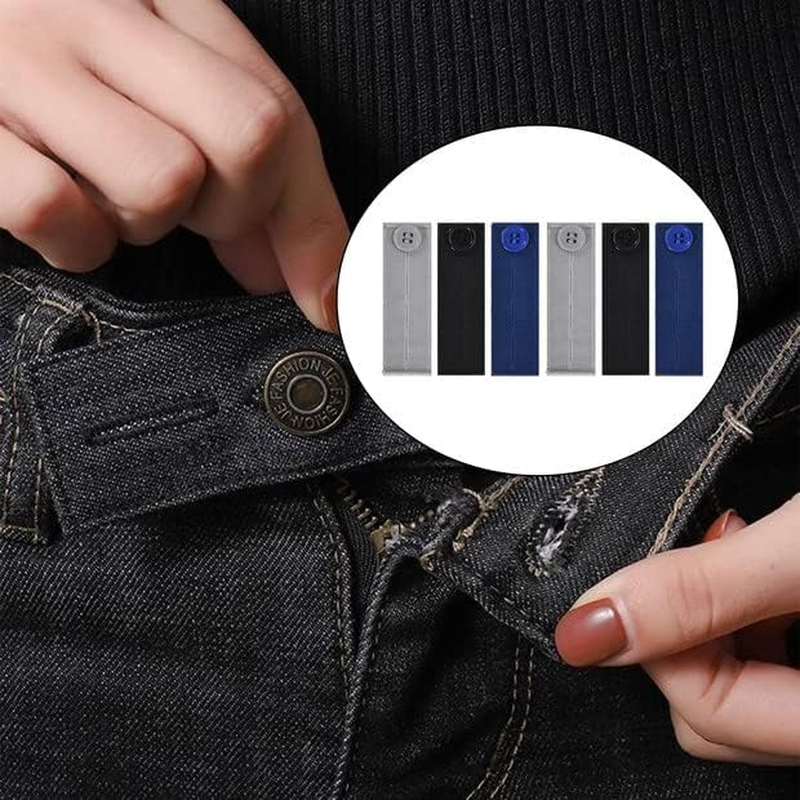 Adjustable Waist Extender, 6Pcs Adjustable Elastic Waist Extenders, Elastic Waist Extenders, Elastic Button Extender Pants Waist Extension for Trousers Jeans Pants Slacks Pregnant Trousers image number 6