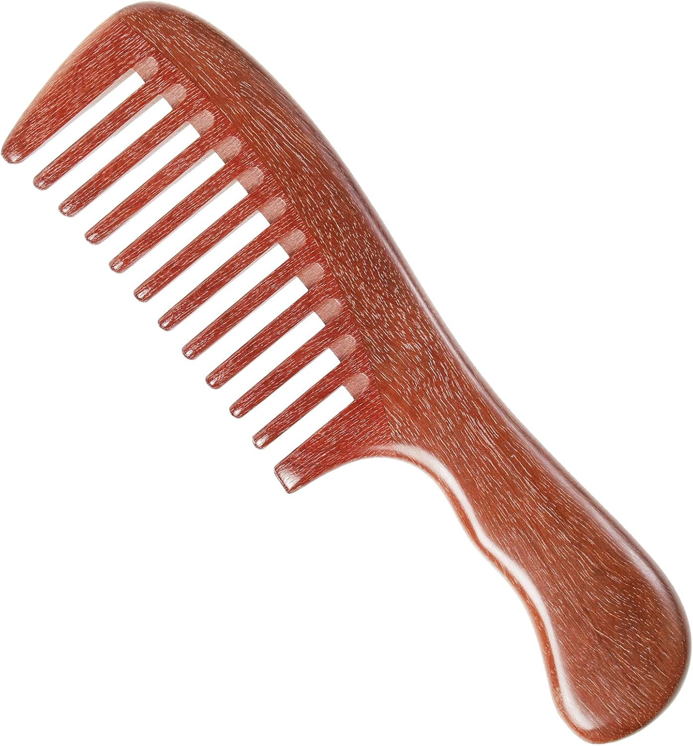 Onedor Handmade 100% Natural Red Sandalwood Hair Combs - Anti-Static Sandalwood Scent Natural Hair Detangler Wooden Comb (Red Sandalwood Extra Wide Tooth) image number 4