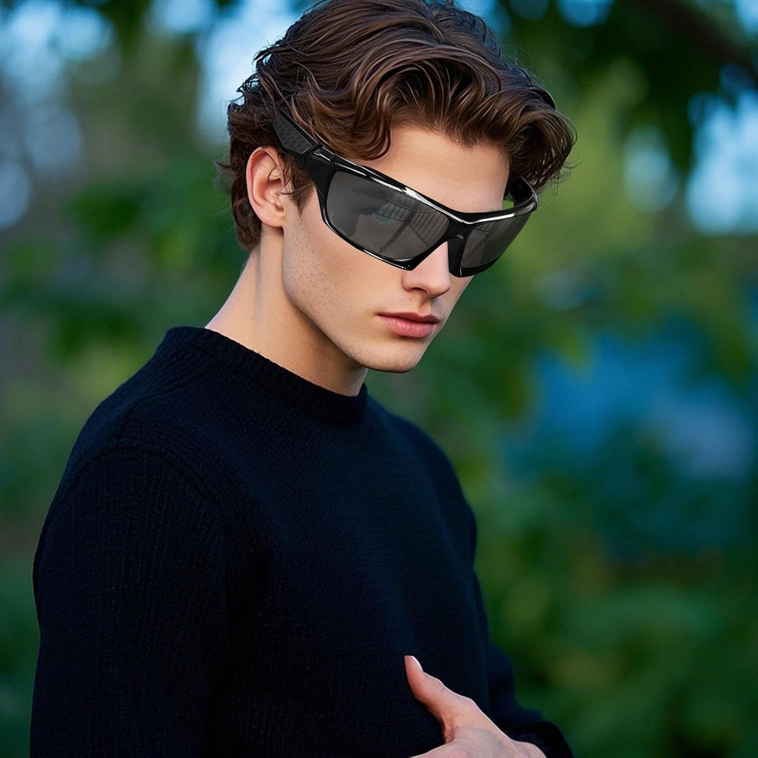 Mens Sun Glasses,Comprehensive Protection Sunglasses Polarized Glasses | Comfortable Fashion Shades Outdoor Sports Eyewear for Driving Fishing Running Cycling image number 4