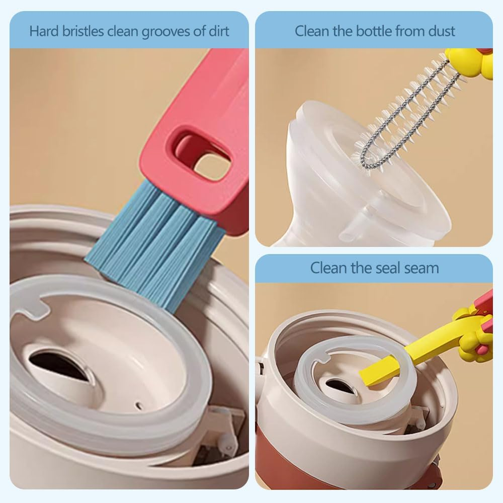 3 in 1 Cup Lid Cleaning Brush, 2024 Upgraded Bottle Cleaning Brush, Crevice Cleaning Brush Set for Baby Bottle, Rotatable Cup Lid Cleaner Mouth Scrubber (A-Red) - A-3 Pack image number 4