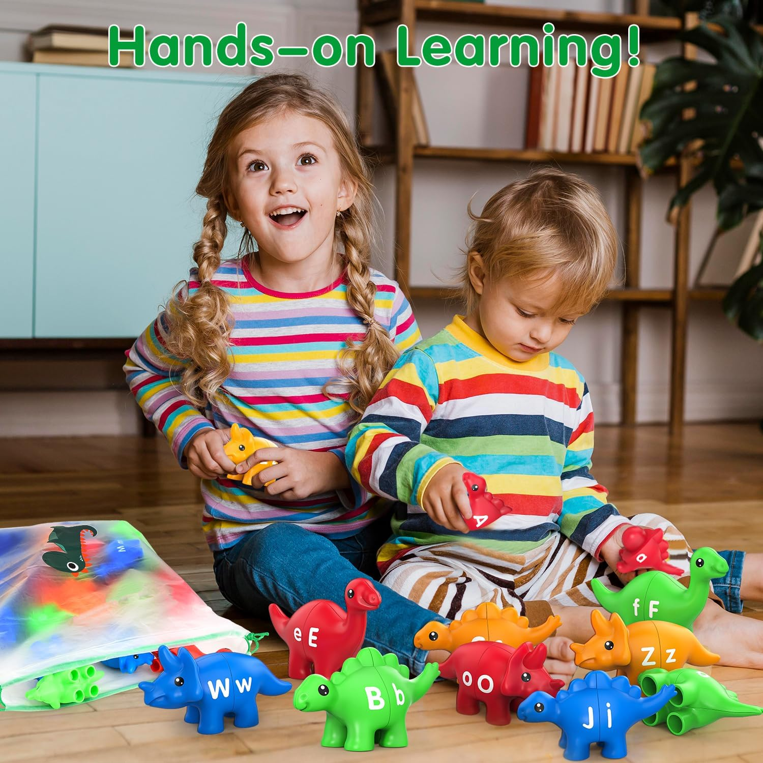 Dinosaur Matching Letters Toys 26PCS Double Side ABC Dinosaur Match Alphabet Game for Toddlers,Preschool Educational Montessori Fine Motor Toy Learning Activities for Toddlers Boys Girls (Storage Box) image number 5