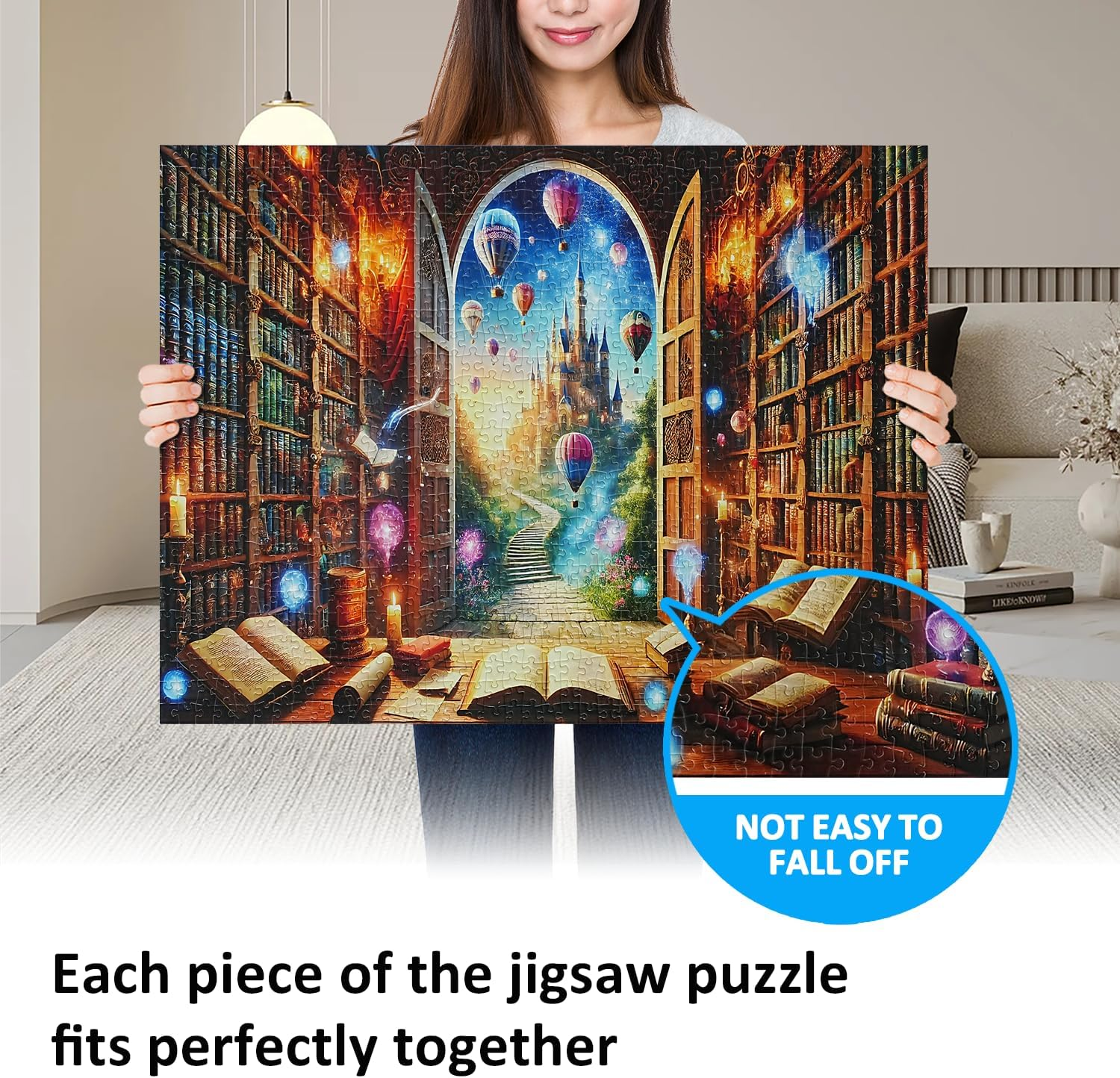 Jigsaw Puzzles for Adults 1000 Pieces Impossible Hard Difficult Challenging Puzzles for Adults Teens 1000Pc Puzzle Magical Castle Bookshelf Stories Jigsaw Puzzle 1000 Pieces 28 X 20 Inch image number 1