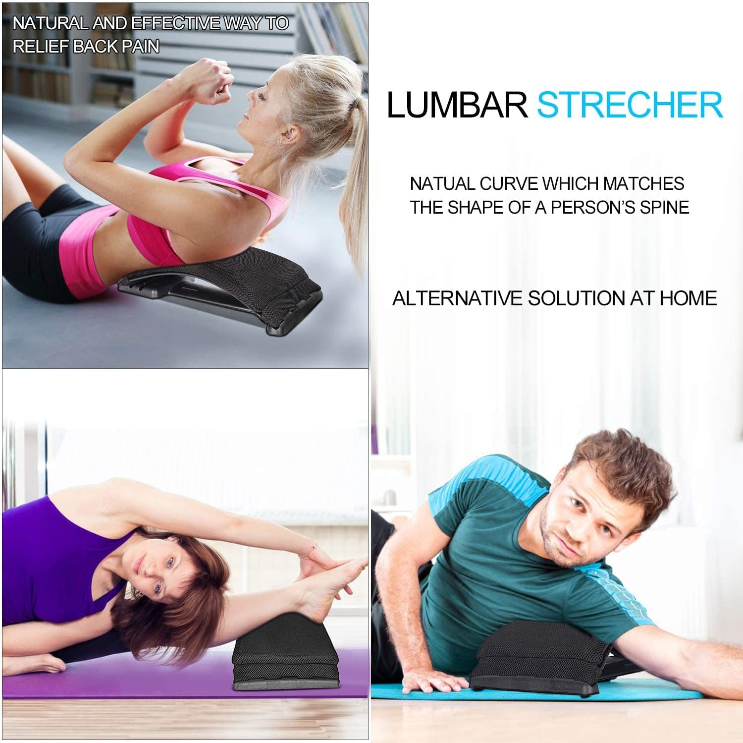 Magic Back Support - 2020 Upgrade Multifunction Back Stretching Device Massager and Memory Foam Lumbar Support Pillow for Office Chair, Lower Back Pain Relief image number 1