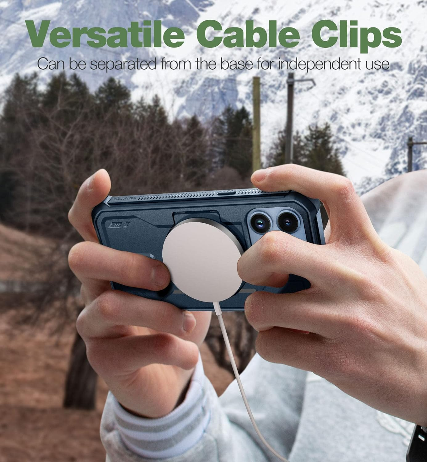 DEXNOR for Iphone 13 Pro Case Compatible for Magsafe[Built in Screen Protector and Kickstand]，Heavy Duty Military Grade Protection Shockproof Protective Cover for Iphone 13 Pro - Navy Blue - Black image number 3