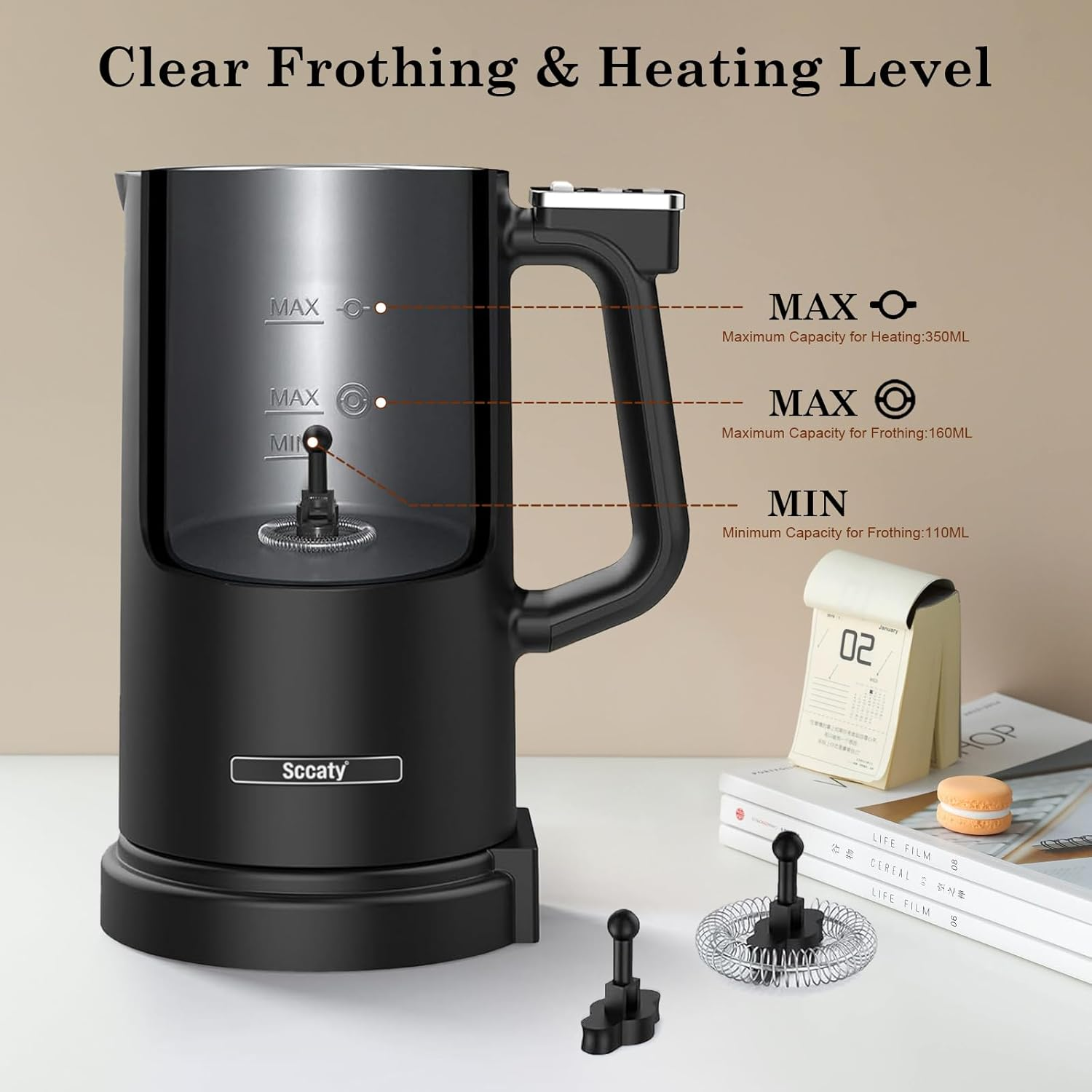 Milk Frother, Automatic Milk Foam Maker, Electric Milk Steamer, 4 Use Modes, Milk Warmer and Heater, Non-Stick Interior, Lower Noise, High-Quality Double Wall, Easy to Clean, Auto-Shut Off image number 3