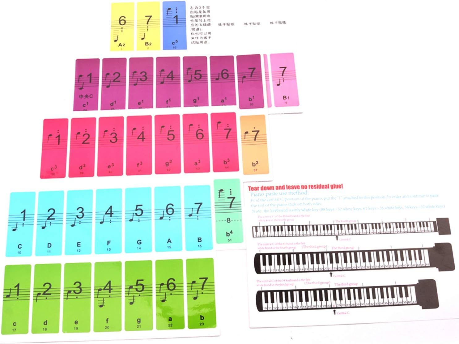 RAYWE Piano Keyboard Keys Stickers for Beginners for 88/61/54 Keys Piano image number 5