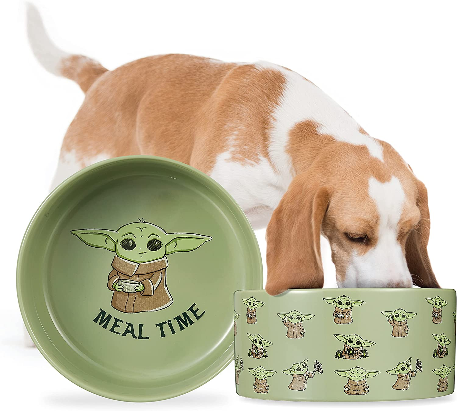 Star Wars the Mandalorian Baby Yoda Ceramic Dog Bowl, 3.5 Cups | Meal Time Star Wars Dog Food Bowl, Green Dog Bowl with Baby Yoda | Dog Water Bowl for Dry Food or Wet Food image number 5