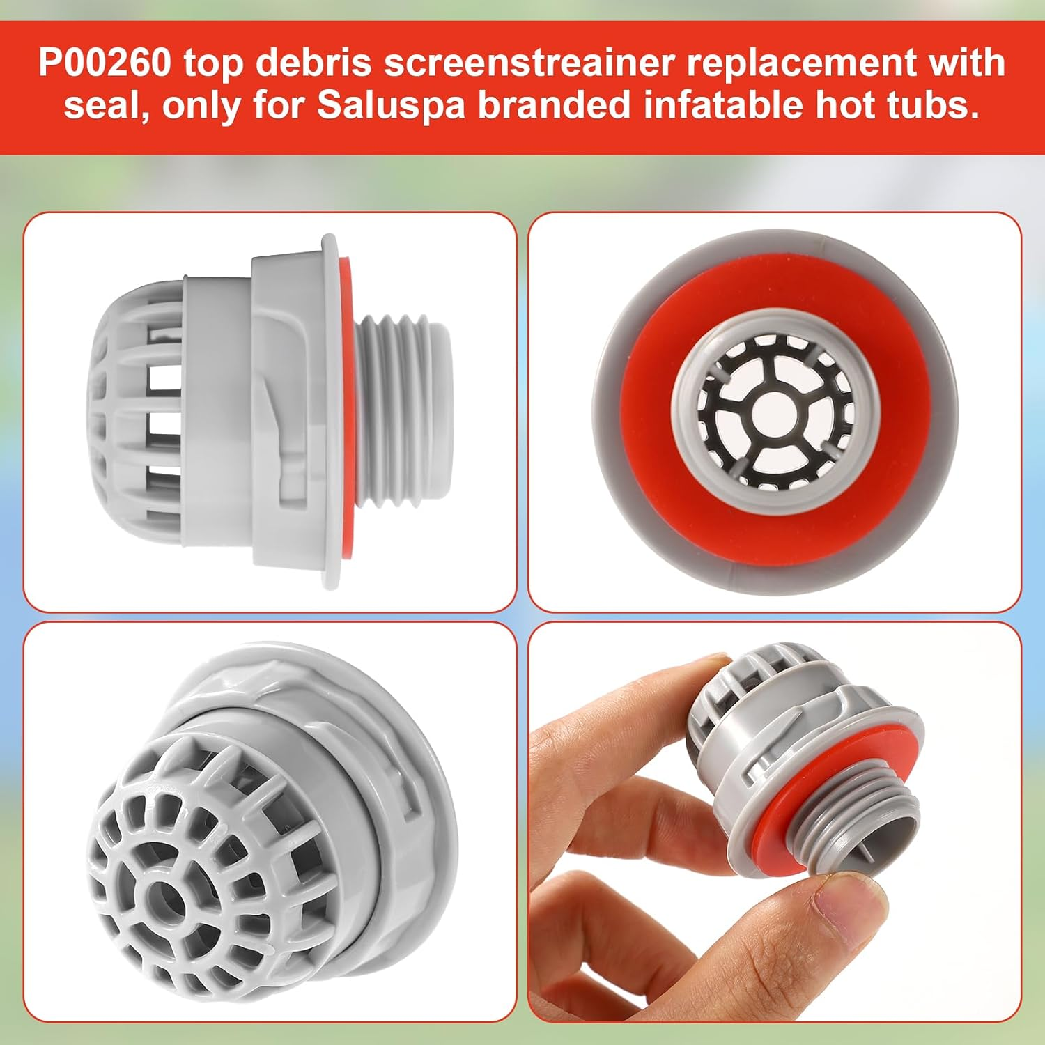 Top Debris Screen Replacement for Saluspa, Chemical Chlorine Dispenser for Pool Hot Tub Spa Hot Tub Debris Screen Hot Tub Parts Replacement with Seal Inflatable Hot Tub Replacement Parts image number 6