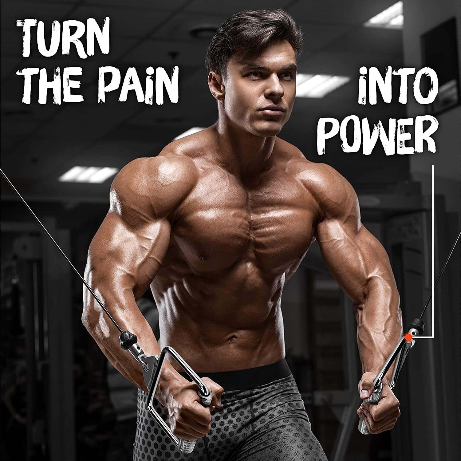 Yes4All Double D Row Handle Cable Attachment for Weight Workout, Cable Machine Accessories for Home Gym, LAT Pull down V Bar with Capacity up to 880LBS