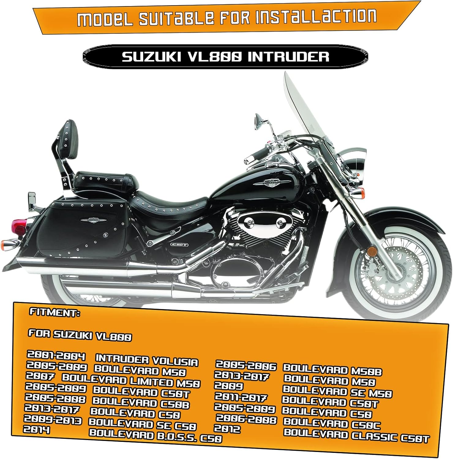 Kinglemc Crash Bar Engine Guard Highway Freeway Bar for Suzuki VL800 Intruder Volusia 800 C50 M50 Boulevard 2005-2022 (Silver) image number 1