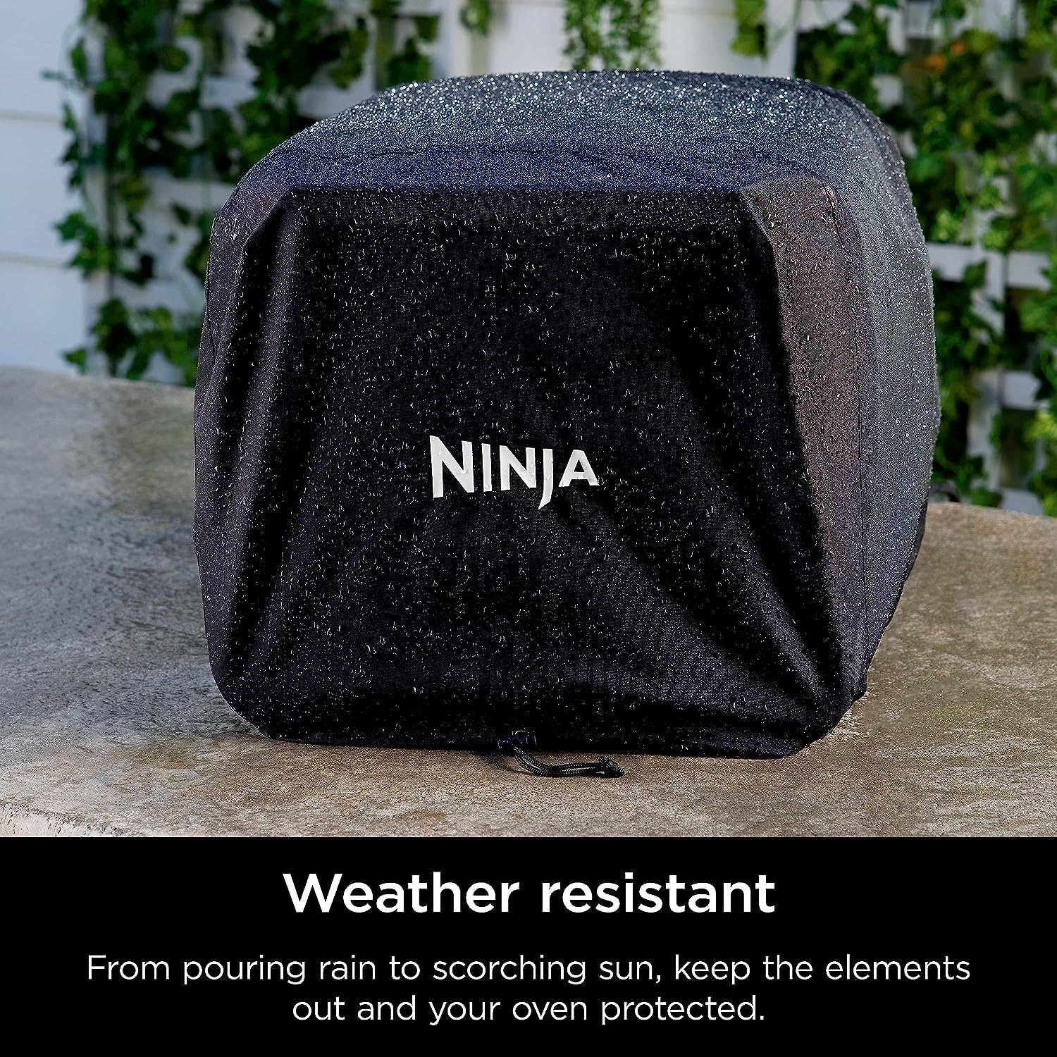 Ninja XSKOCVR Premium Cover, Compatible Woodfire Outdoor Oven (OO100 Series), Adjustable Drawstrings, UV and Water-Resistant, Lightweight, Black, 18.9'' X 17.9'' X 15.16 image number 4
