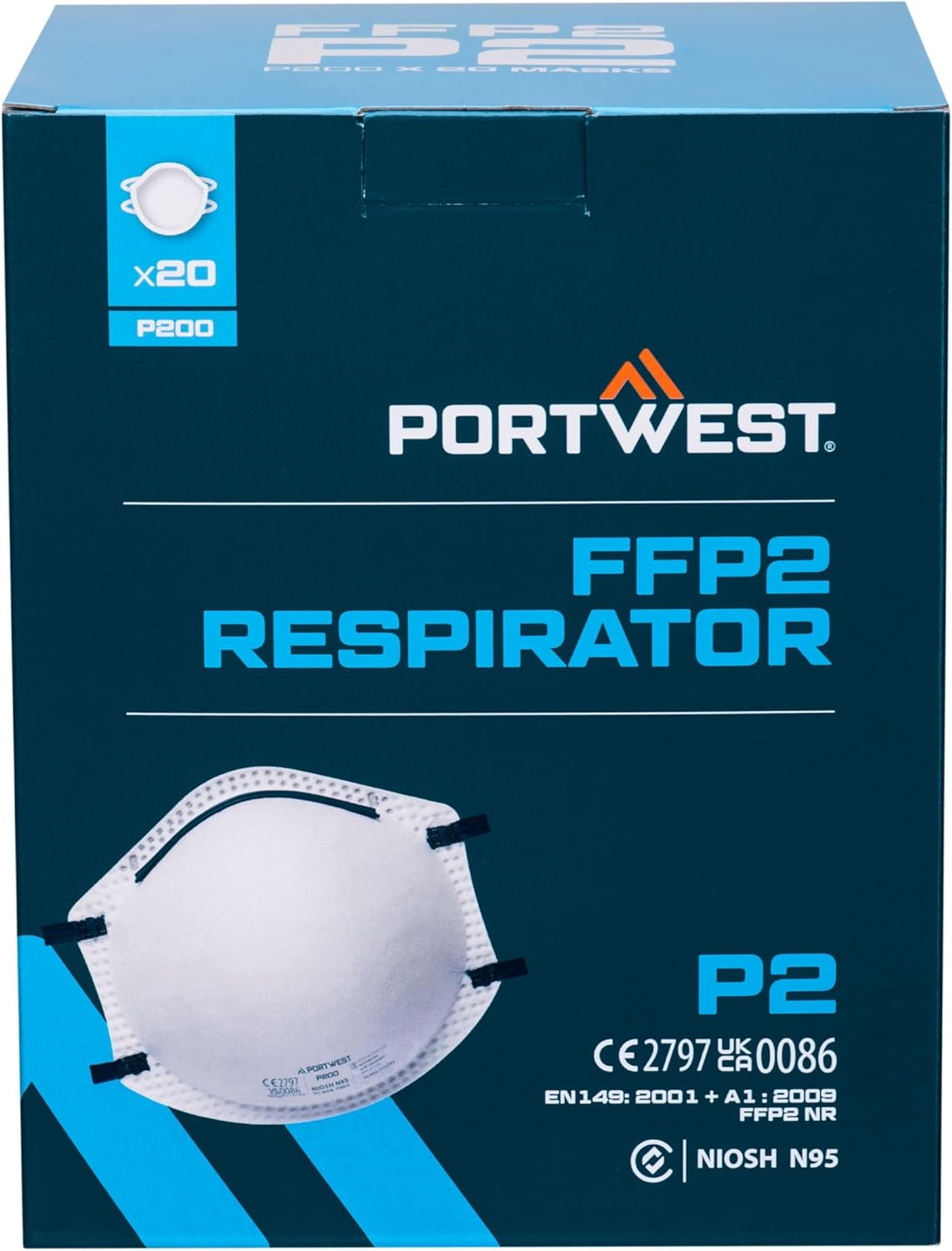 Portwest P200 Disposable FFP2 Dust Mist Respirator Face Mask (Pack of 20) White image number 5