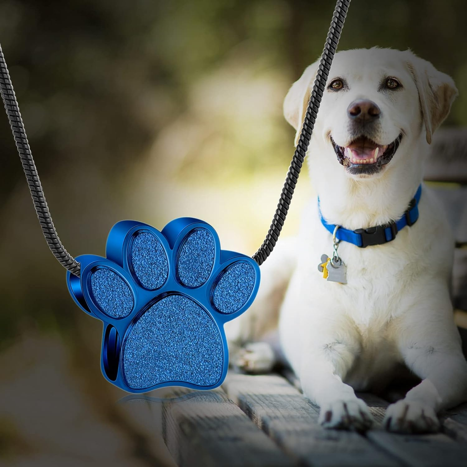 Paw Print Urn Necklace for Ashes Pet Paw Cremation Jewelry Ashes Necklace Keepsake Memorial Jewelry for Pet/Dog'S/Cat'S Ashes Pendant Gifts for Men/Women - Black image number 2