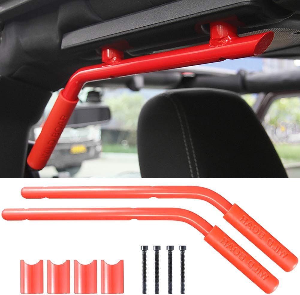 Katur Front Grab Handle Grab Bar for Jeep Wrangler JK Rubicon Sahara Sport 2007-2017 2/4 Door Solid Steel Black - 2 Pieces