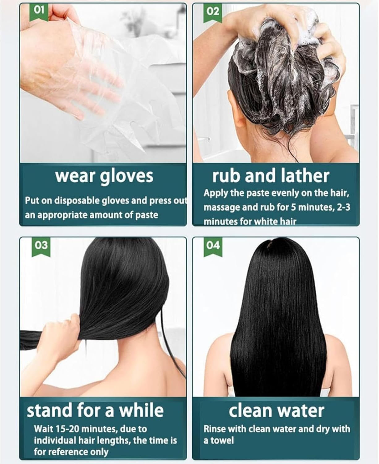 Natural Plant Hair Dye,Pure Plant Extract Bubble Hair Dye 200Ml,Hair Dye Shampoo for Gray Coverage Hair Color Shampoo for Women & Men Instant Herbal Natural Plant Hair Dye Shampoo (Natural Black, L) image number 3