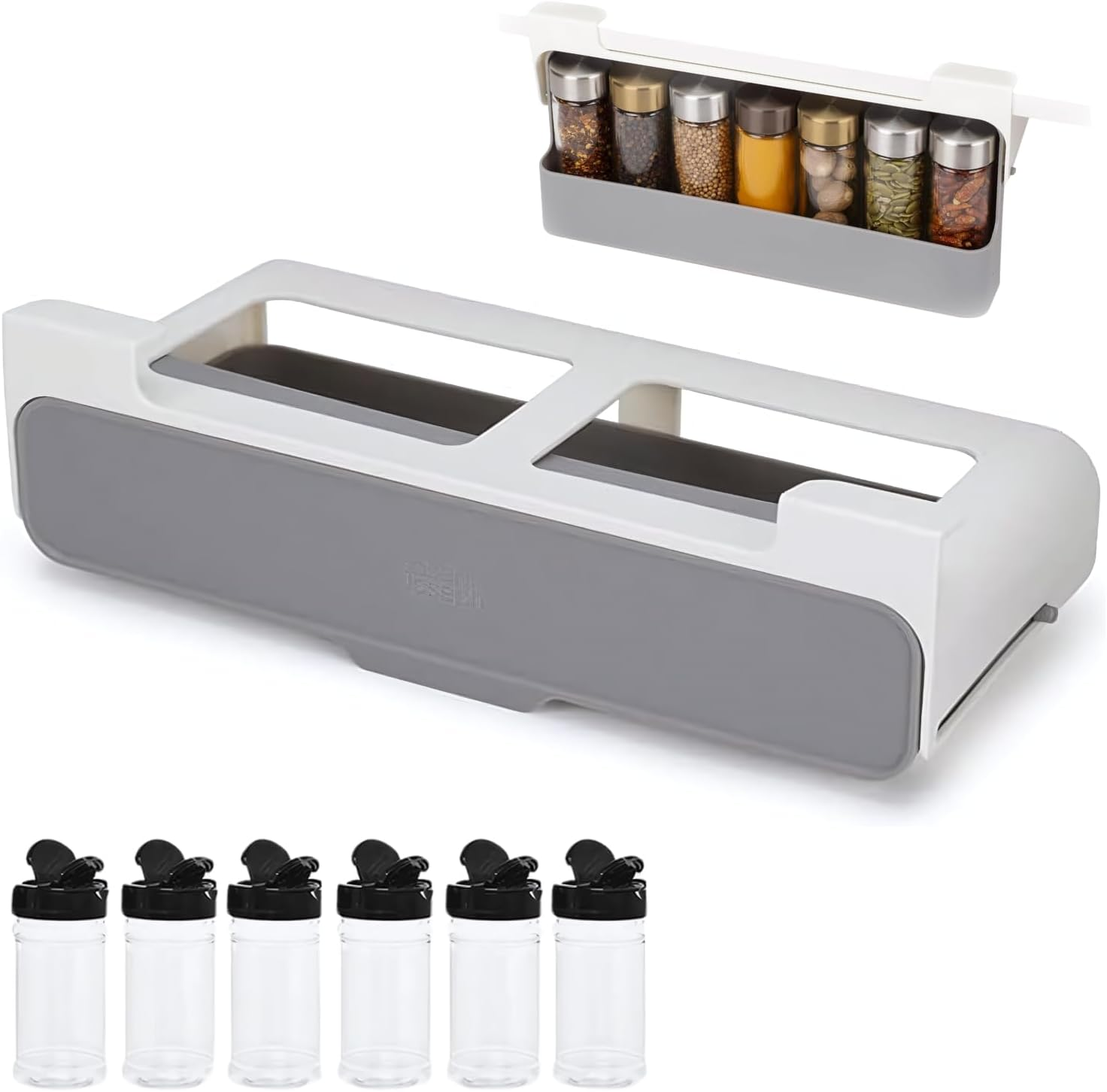 EZONEDEAL Under-Shelf Spice Organizer Rack Pace Saving Spice Storage Solution for Kitchen Cabinets and Pantries - Compact Spice Storage and Organizer for Your Spice Jars-Black