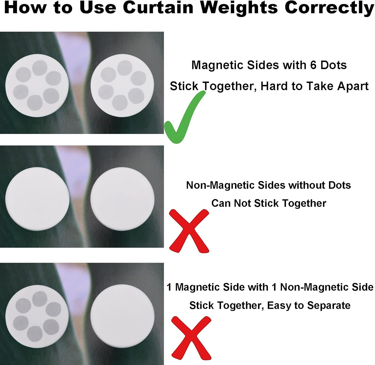 LEVOSHUA Magnetic Shower Curtain Weights, Rubber Covered Heavy Duty Weights, Prevent Curtain Liner from Blowing Around, Work for Drapery, Tablecloth, Flag, Outdoor Curtain 4 Pairs(Pack of 8) image number 5