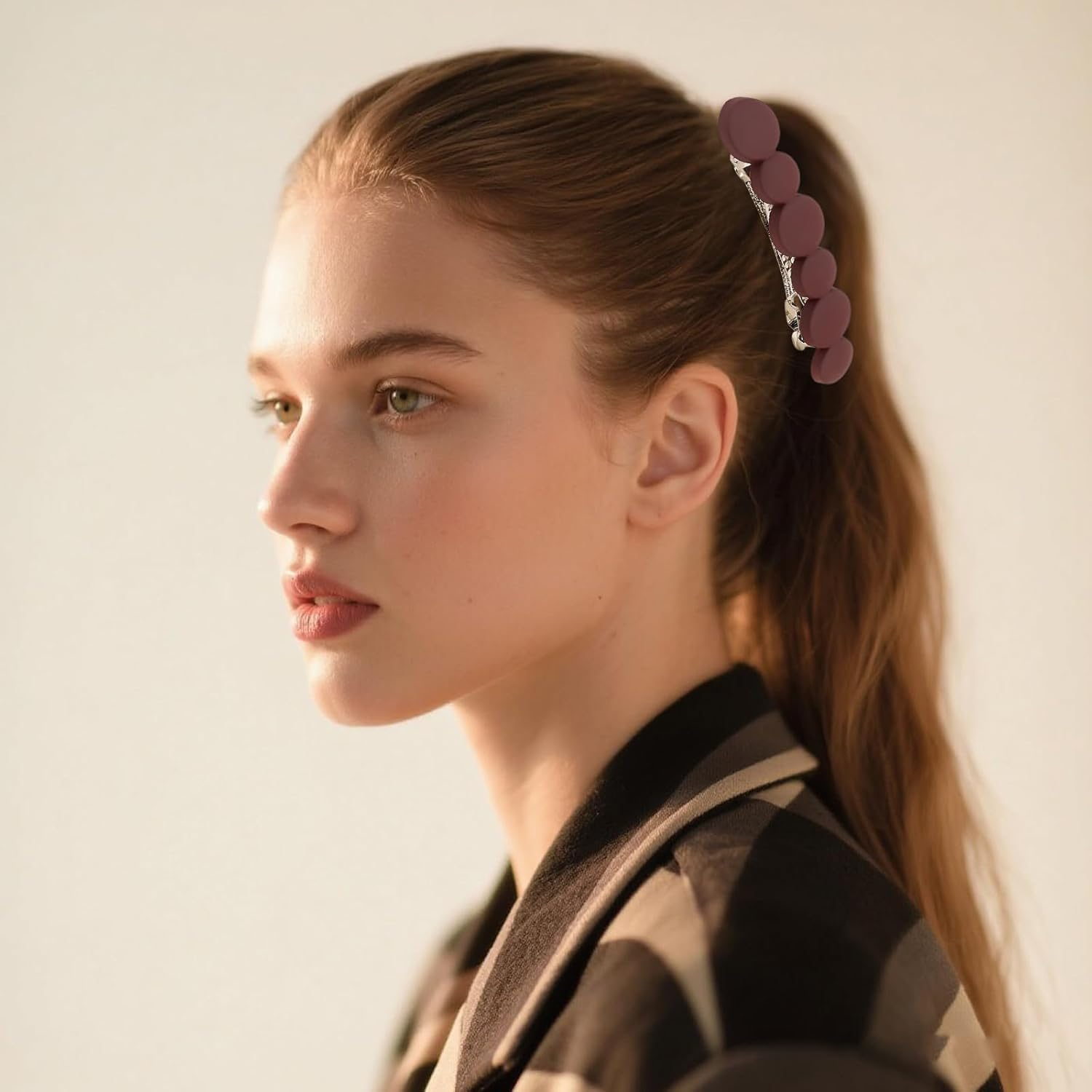 Pack of 6 Automatic Hair Clips, French Elegant Hair Clips, Vintage Hair Accessories Set, Non-Slip Ponytail Holder Clip for Women Girls Fine and Medium Thick Hair (9 Cm) image number 2