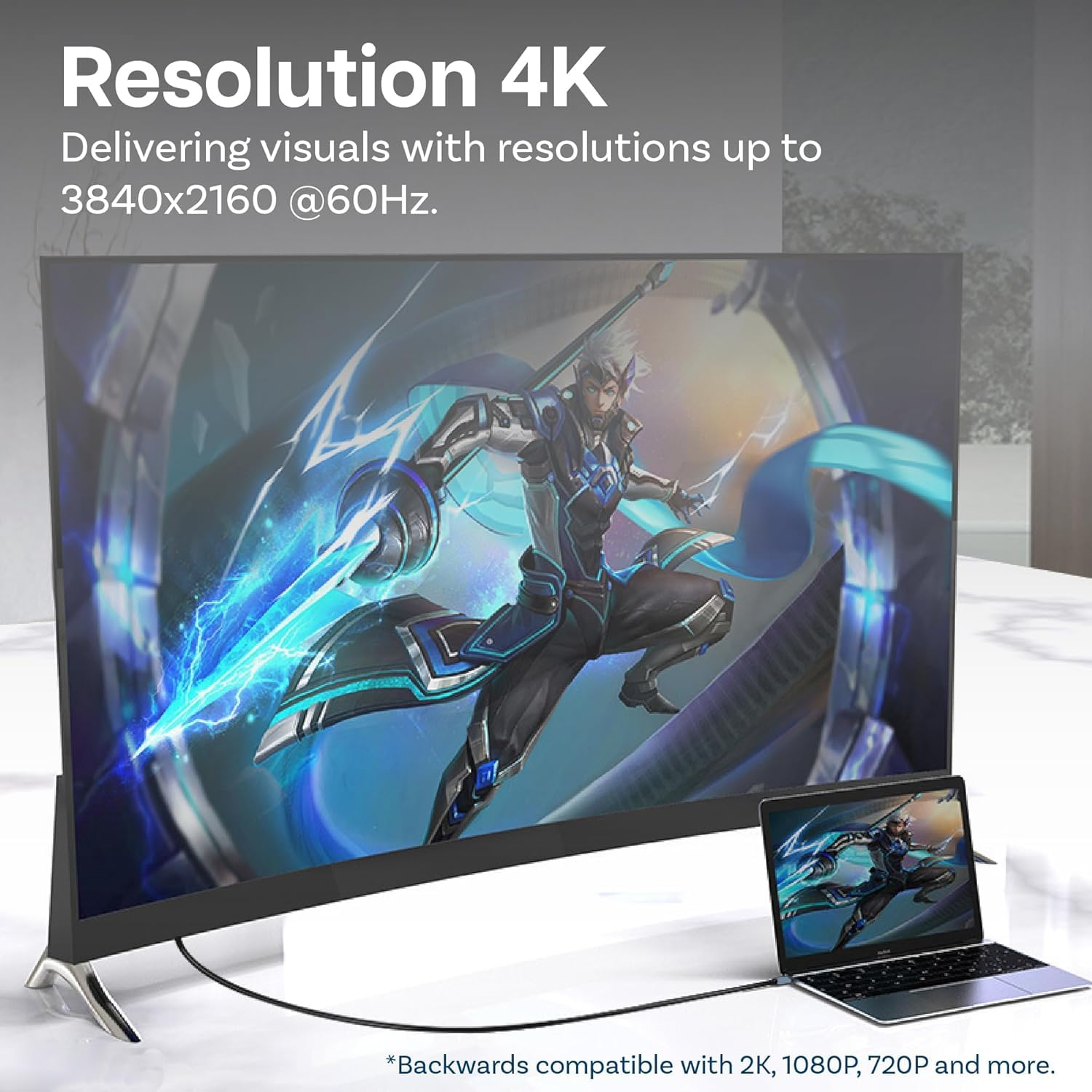 USB C to HDMI Cable 4K@60Hz 2M HDMI to USB C Adapter for Home Office Thunderbolt 4/3 to HDMI Cable Video Adapter Compatible for Iphone17 16 Pro for Macbook Pro/Air for Surface for XPS for Galaxy Etc image number 2