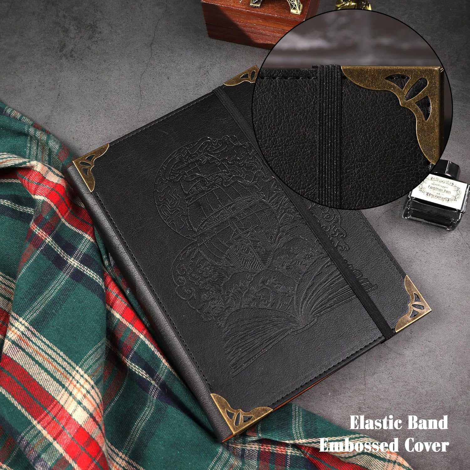 TIEFOSSI A5 Binder 6 Ring Notebook for Women Men, Hardcover PU Leather Journal, Vintage Ship Journal, College Ruled Notebook for School, Planner, Travel, Work, Organizer image number 6