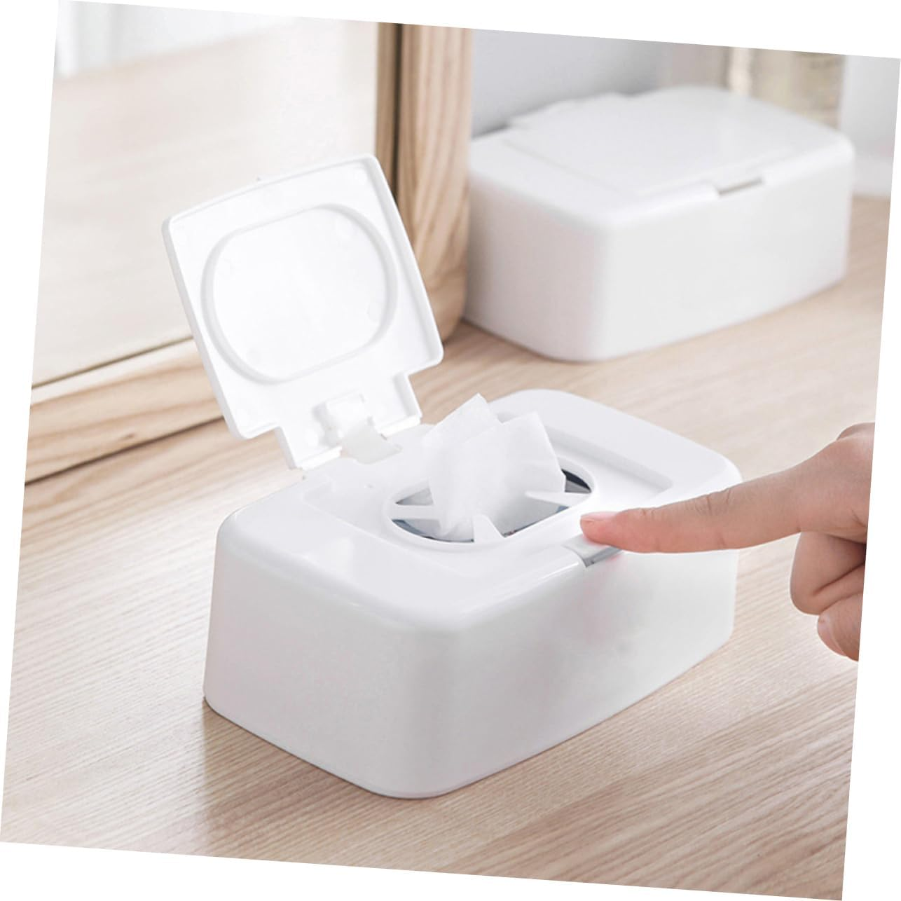 3Pcs Wet Tissue Container for Home and Nursery Keeps Wipes Fresh Easy One-Handed for Kitchen and Bathroom Use image number 3