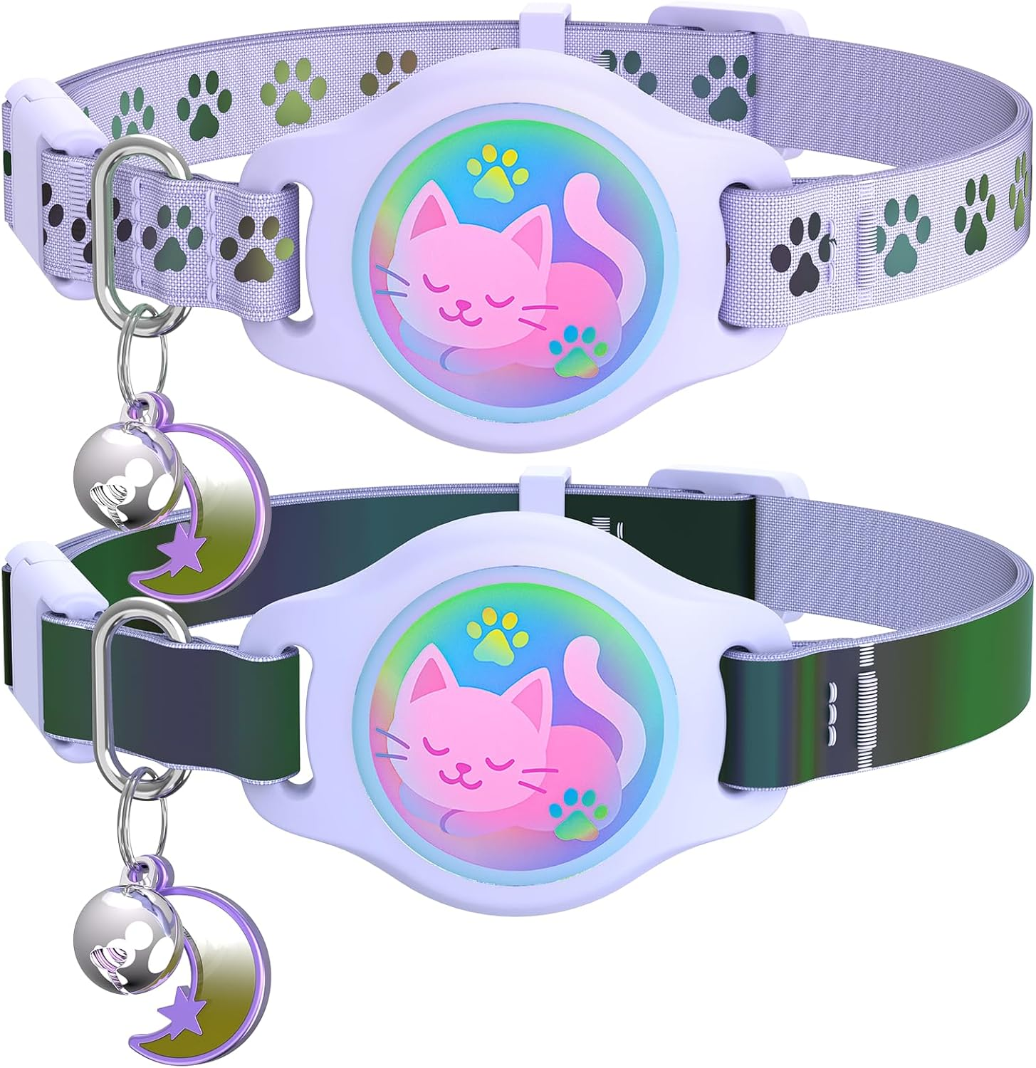 Cat Collar with Airtag Holder, Breakaway Cat Airtag Collar with Reflective Strap, Lightweight Kitten Collar for Apple Air Tag, Hidden GPS Tracker Holder for Boy Girl Cats, Kittens, Puppies (9-13")