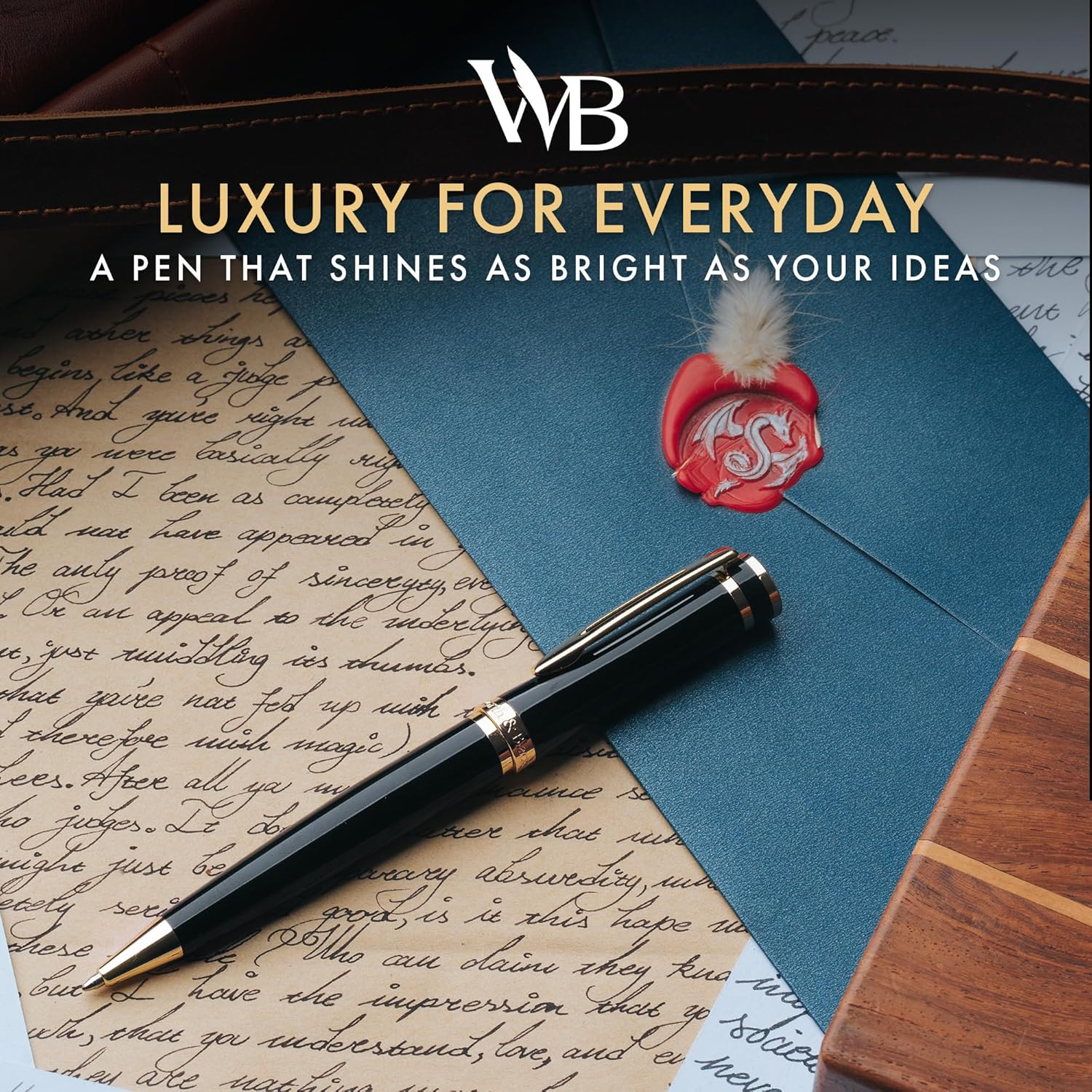 Wordsworth and Black Luxury Ballpoint Pen Set - Black Lacquer 24K Gold Finish, Refillable Fine Point, Elegant Men & Women, Includes Ink Refill, Nice Pens for Work image number 1