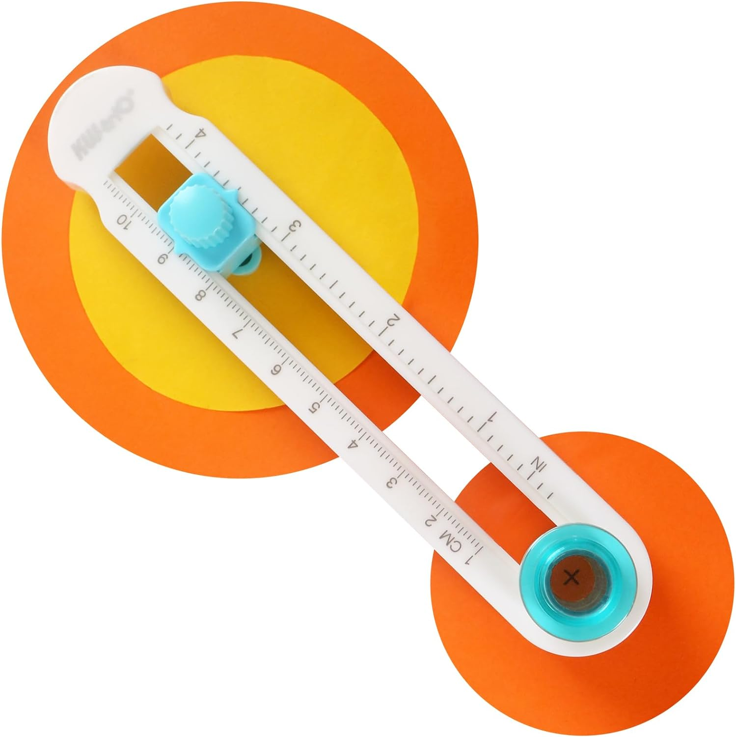 Kw-Trio Circe Cutter for Paper Crafting Circular Cutter Tool Rotary Compass Circle Cutter Adjustable Cutting Diameter Ranges from 3/4 in to 8 in (Cyan & White, Mini) image number 6