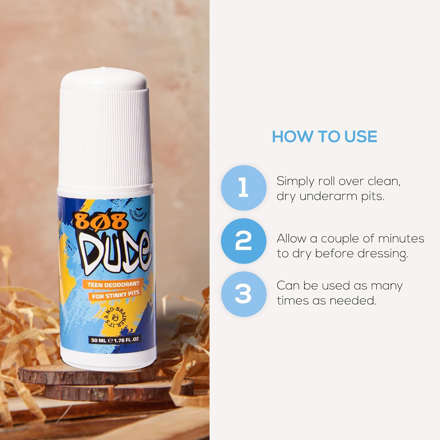 808Dude Certified Organic Deodorant for Teen Boys. Eliminate Kids Stinky Pits. Aluminum Free. Native and All Natural Cruelty Free and Vegan Ingredients for the Ultimate Kidz Armpit Detox 50Ml