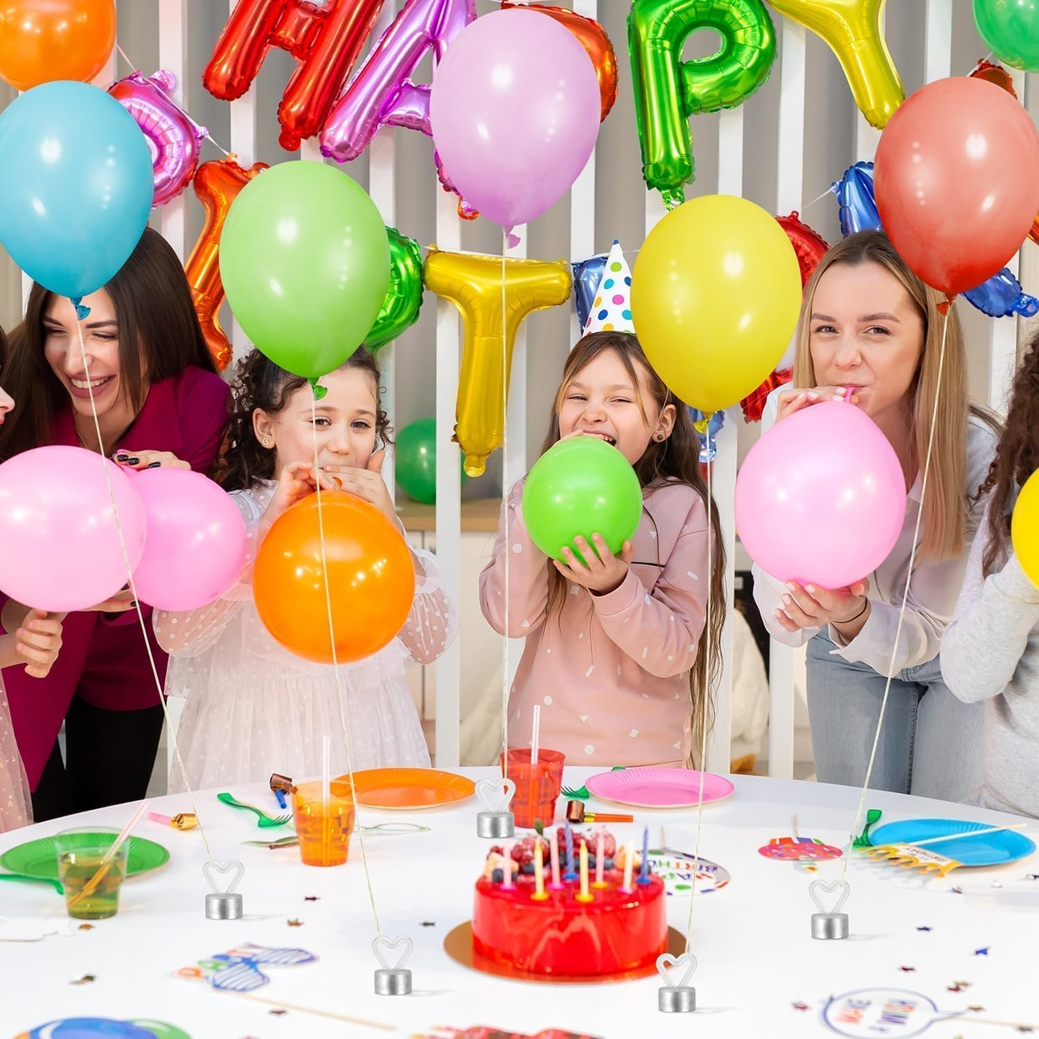 24Pcs Balloon Weights, Small Weights to Hold Balloon, Mini White Metallic Heart Shaped Balloon Weights for Balloons Party Favor Table Wedding Festival Birthday Decor image number 5