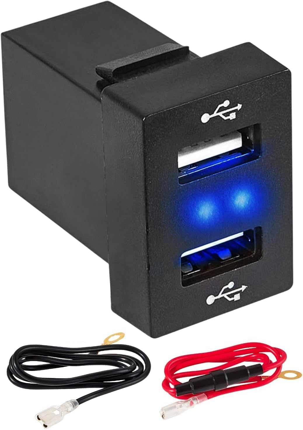 Anina Dual USB Car Charge Port for Toyota, Square Power Socket Adapter with Blue Light, USB Dashboard Mount Module, Vehicle USB Plug for 2009-2019 Toyota Corolla RAV4 Camry Highlander Prado image number 5