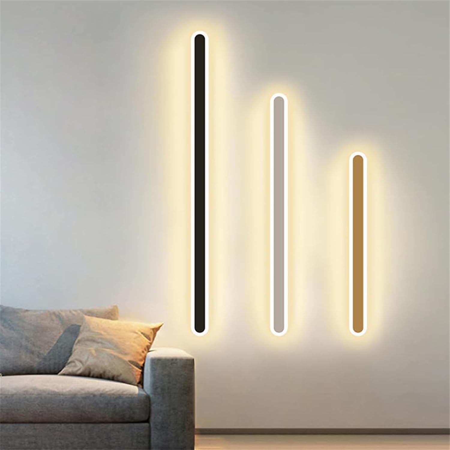 LED Wall Lamp Indoor with Hand Sweep Motion Sensor Wall Sconces Dimmable Tricolor 2700K-6500K Wall Light USB Rechargeable Battery Powered Wall Lighting Modern Iron Acrylic for Bedroom (White,40Cm) image number 2