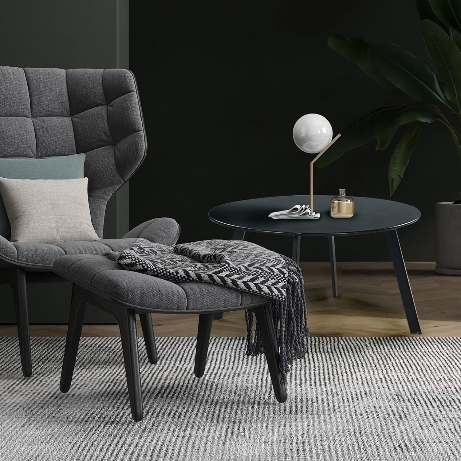 Grand Patio Outdoor Coffee Table, Steel Weather-Resistant Outdoor Side Table, Round, Black