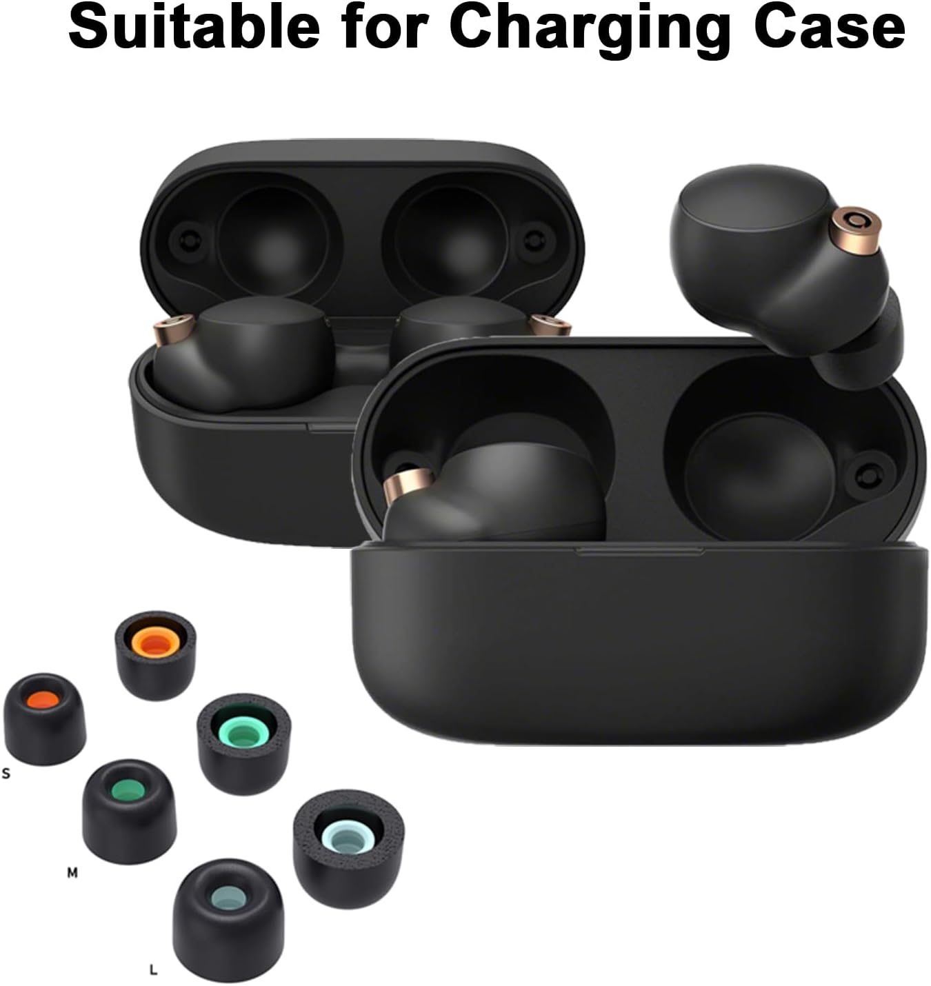 [3 Pairs] Replacement Eartips Earbuds Buds Set for Sony WF-1000XM5 & WF-1000XM4 Earphone with Cleaning Kit,Noise-Reducing Non-Slip 5 in 1 Storable Cleaning Pen & Memory Foam Ear Tips(Black) - Gray Silicone Tips + Cleaning Kit image number 3