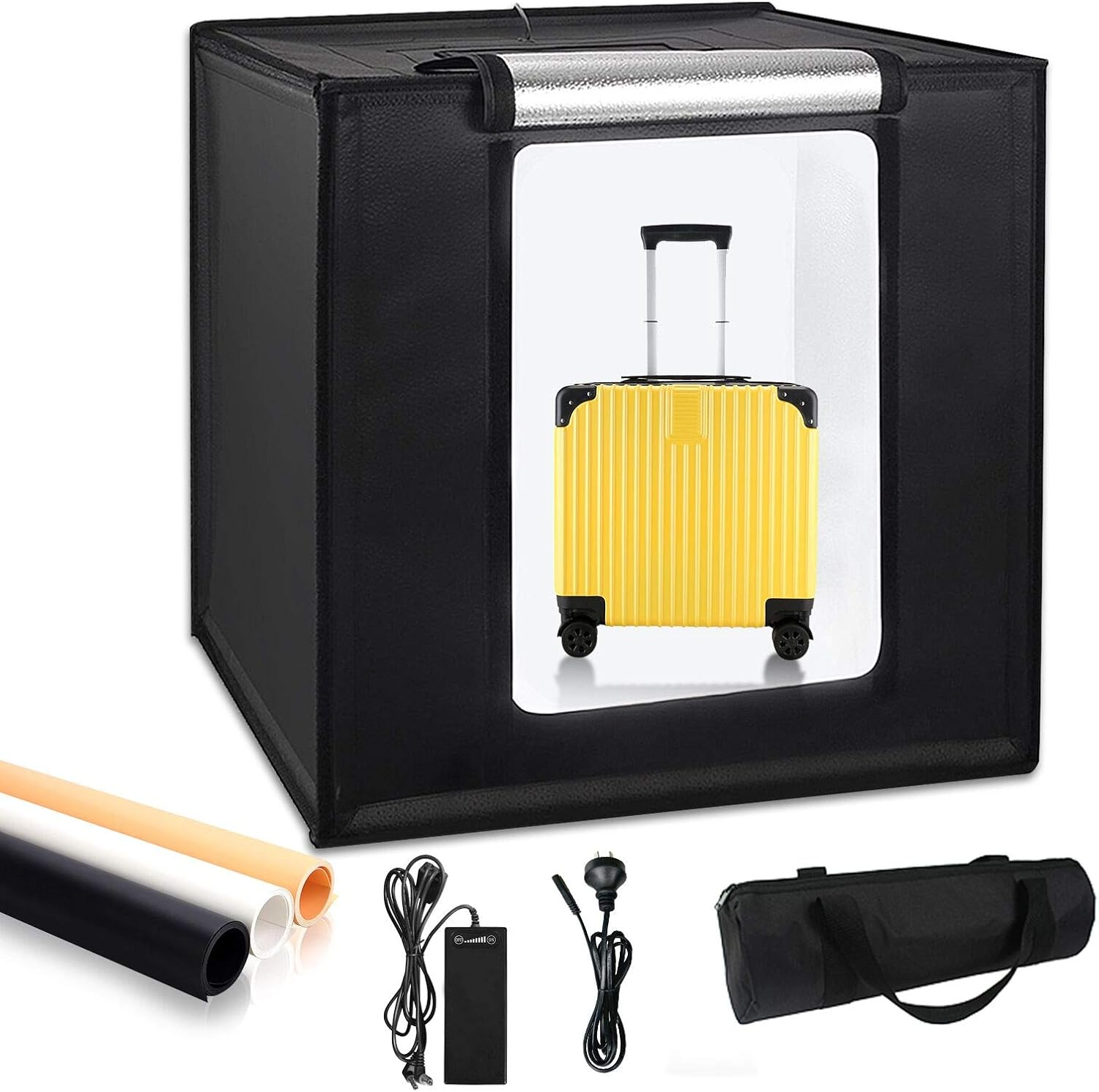 VOLKWELL 32"/80CM Photo Studio Light Box Shooting Tent, Adjustable 126 LED Panel Light Bulbs with Table Top Softbox Cube, 3 Colors Backdrops (80CM LED Photo Box)