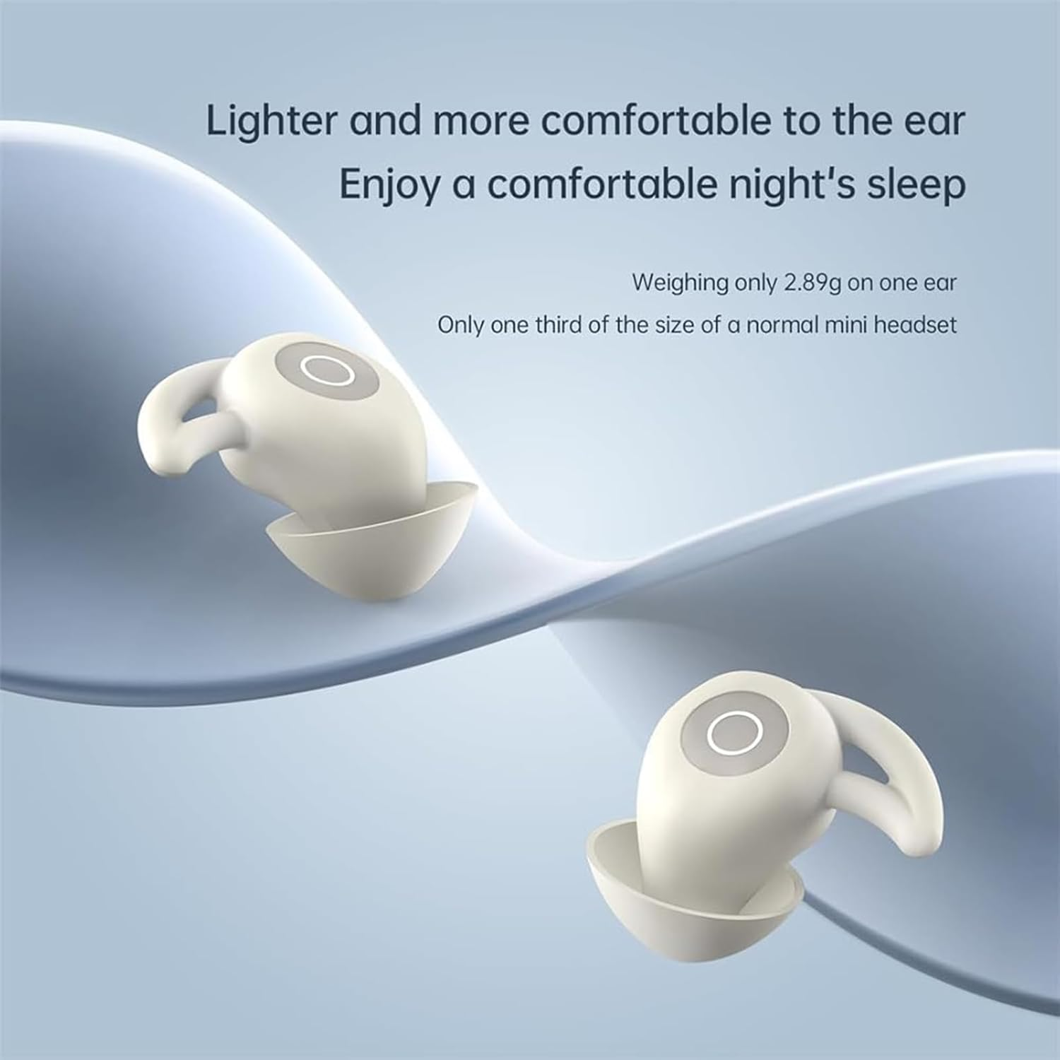 Noorasleep Snooze Pods Pro, Snoozepods Pro, Bluetooth Sleepbuds with Comfortable and Snug Fit with Recharge Warehouse and Soft Earplugs, Noise Reduction for Side Sleepers (Light Gray) image number 2