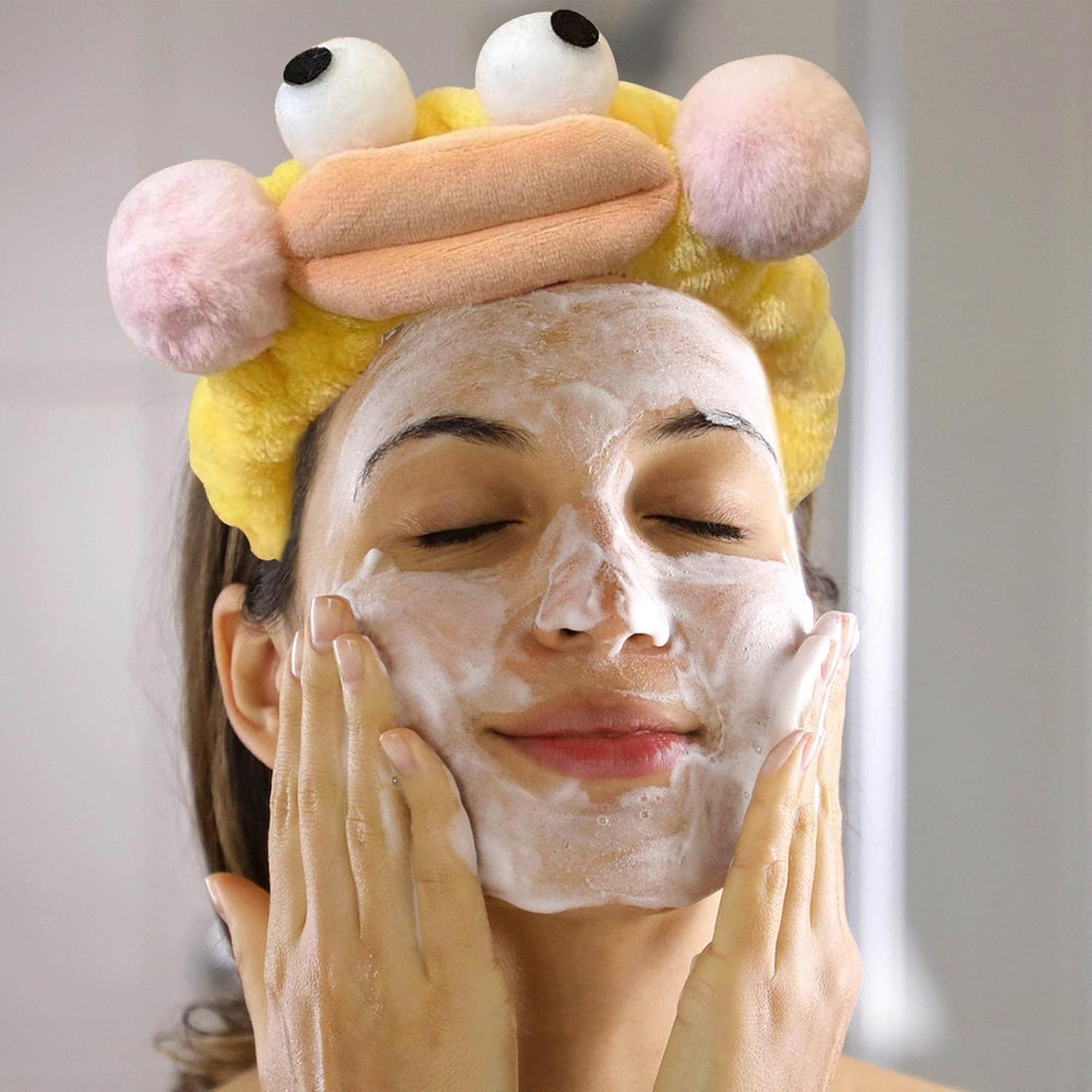 Skincare Headbands | Cartoon Makeup Headband for Washing Face - Cosmetic Headband Sausage Mouth Funny Headbands for Shower Terry Cloth Headbands for Women Facial Hair image number 1