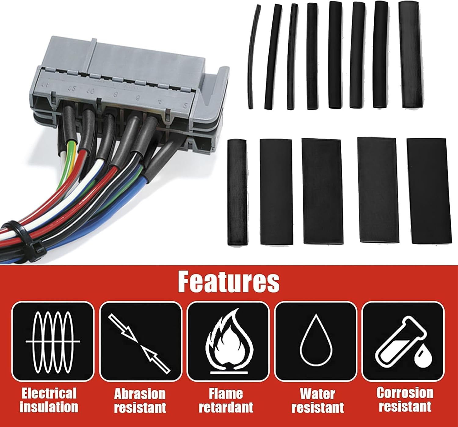 Heat Shrink Tubing, 328 Pcs Electric Insulation Tube Kit, Industrial Shrink Wrap Tube for Cable Wire Repair (Black) image number 2