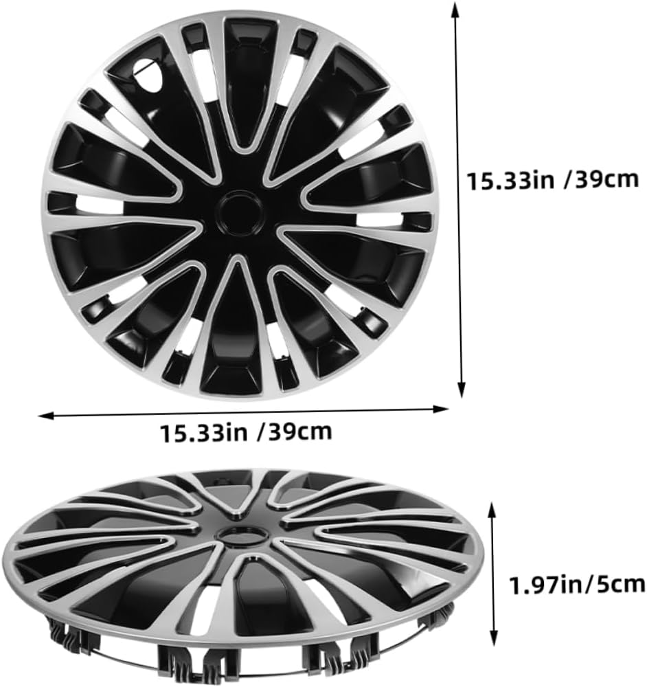 Gogogmee 2Pcs 12 Inch Decorative Wheel Hub Covers Silver Black Automotive Hub Caps Universal Fit Car Rims Accessories for SUV and Sedan image number 6