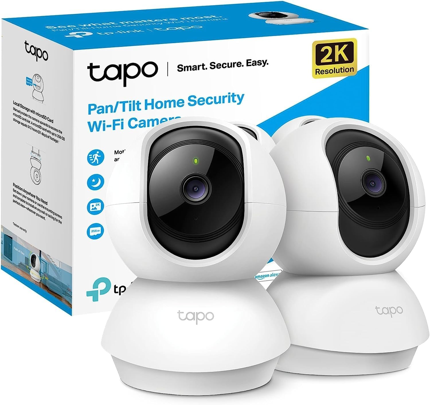 Tp-Link Tapo 3MP Pan & Tilt Home Security Wi-Fi Camera (2 Pack)