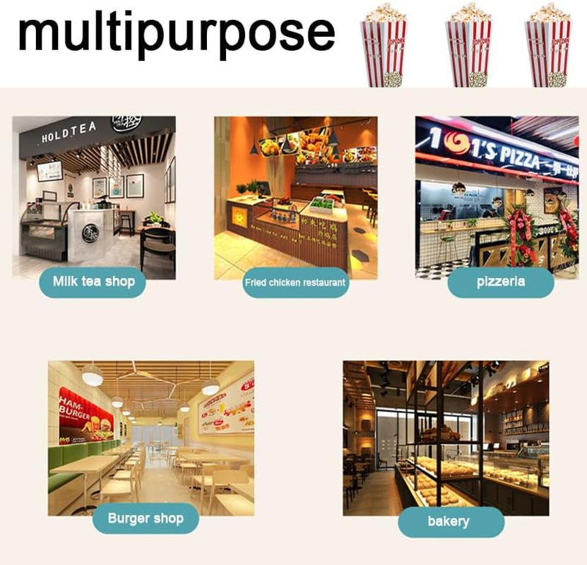 10 Large Capacity Popcorn Containers - Red & White Striped Paper Popcorn Boxes for Families, Parties, Movie Nights and Events image number 2