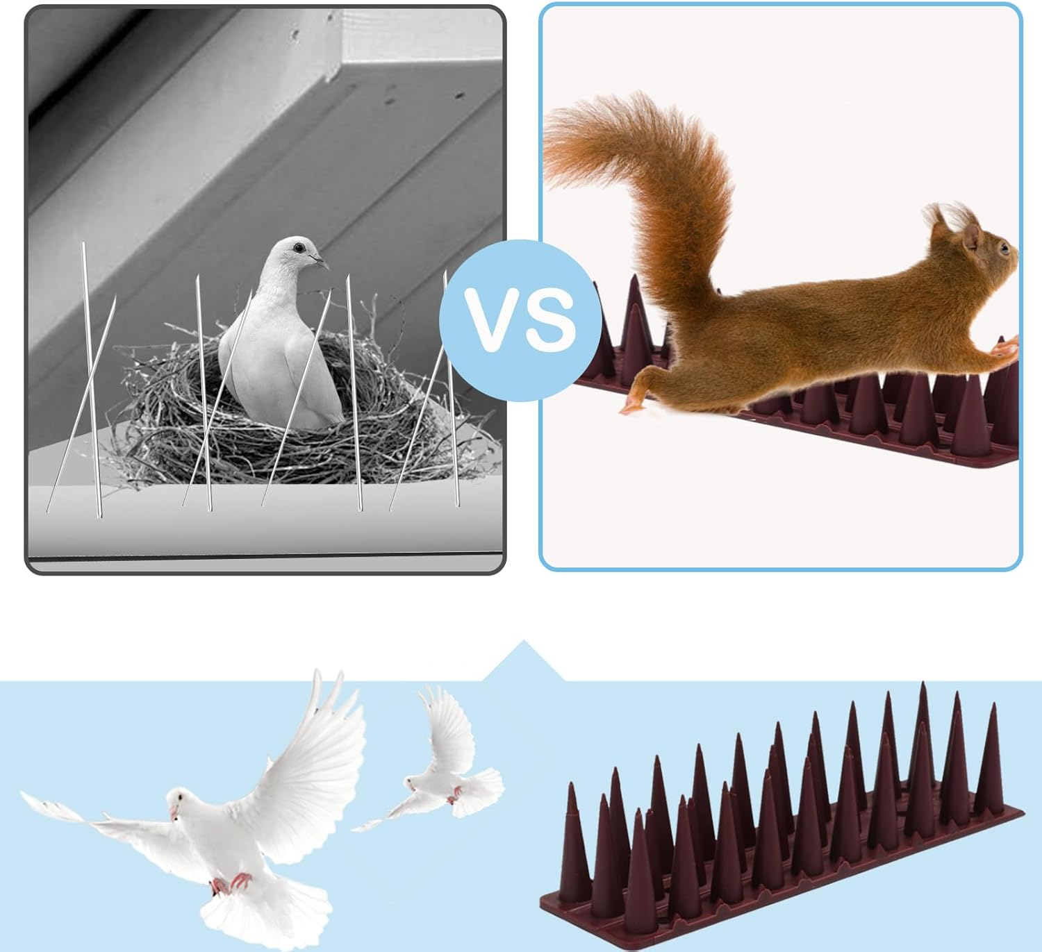 24 Pack Bird Spikes, Outdoor Bird Deterrent Fence Spikes Pigeon Spikes Used to Prevent Birds or Animals from Approaching for Garden Fence Wall Railing Roof (Brown) image number 5