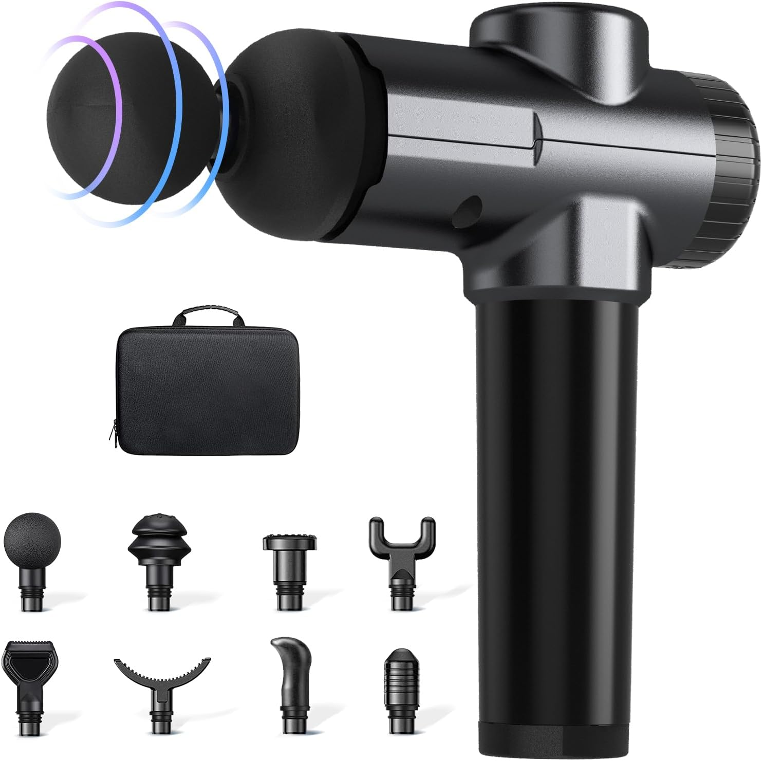 UOHHBOE Massage Gun Electric Muscle Massager Deep Tissue 99 Speeds 2550Mah 3300 RPM Low Noise LED Touch Screen with 8 Replaceable Heads