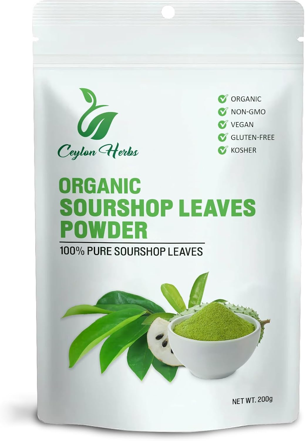 200G Natural Soursop Leaves Powder - Pure Organic Well-Cleaned and Finely Ground for Tea Healthy Leaves image number 4