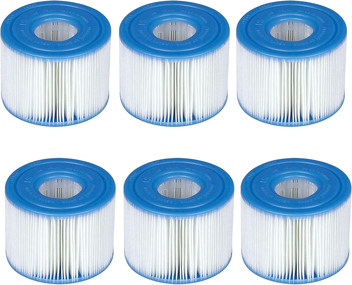 Intex 29011E Type S1 Purespa Easy Set Pool Spa Hot Tub Filter Replacement Cartridges (6 Filters), Blue and White