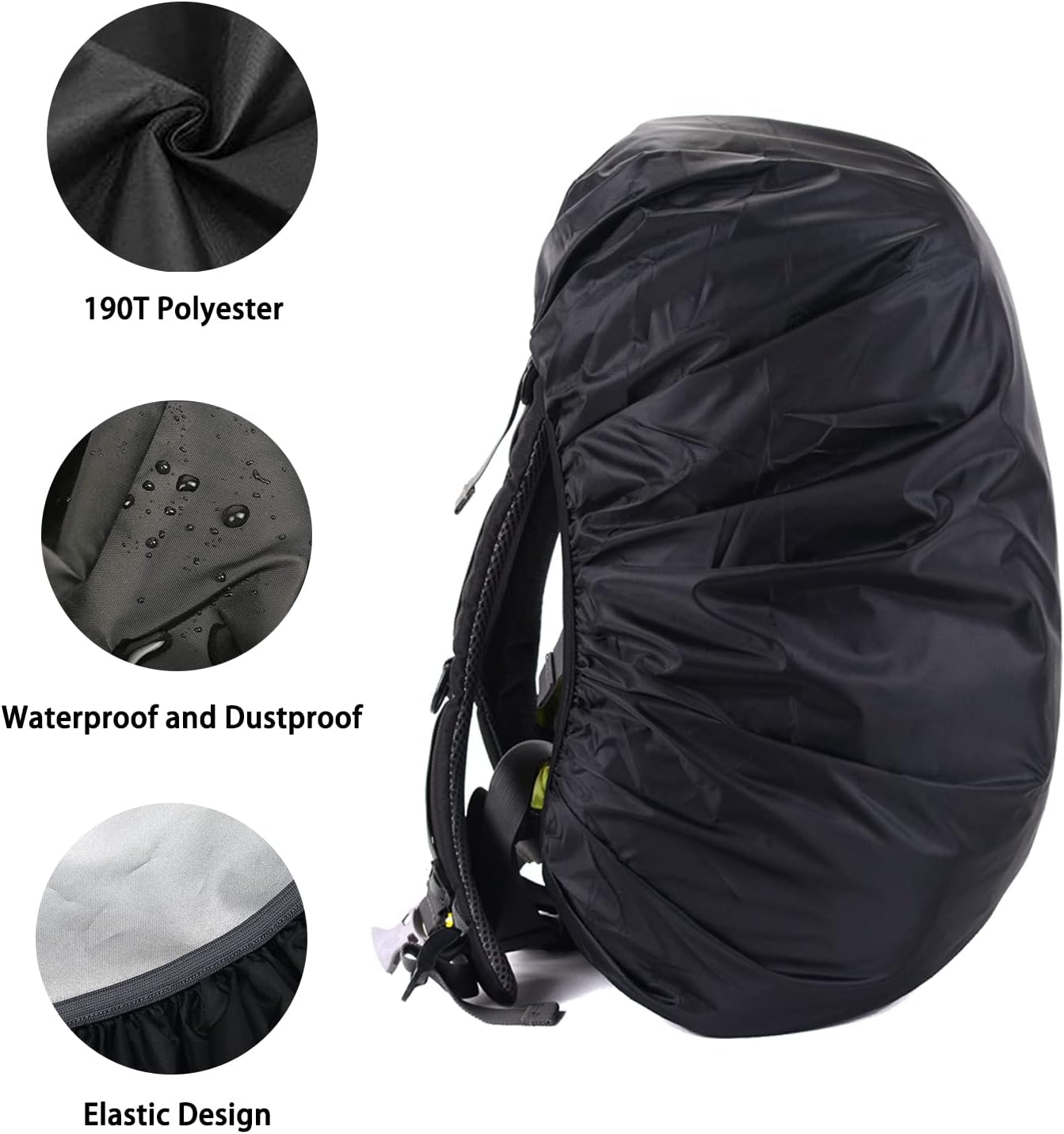 HYCOPROT Rain Cover for Backpack with Reflective Strips, Waterproof and Wind-Resistant Rain Cover School Bag, Rain Cover for Hiking, Camping, Touring, Cycling image number 6