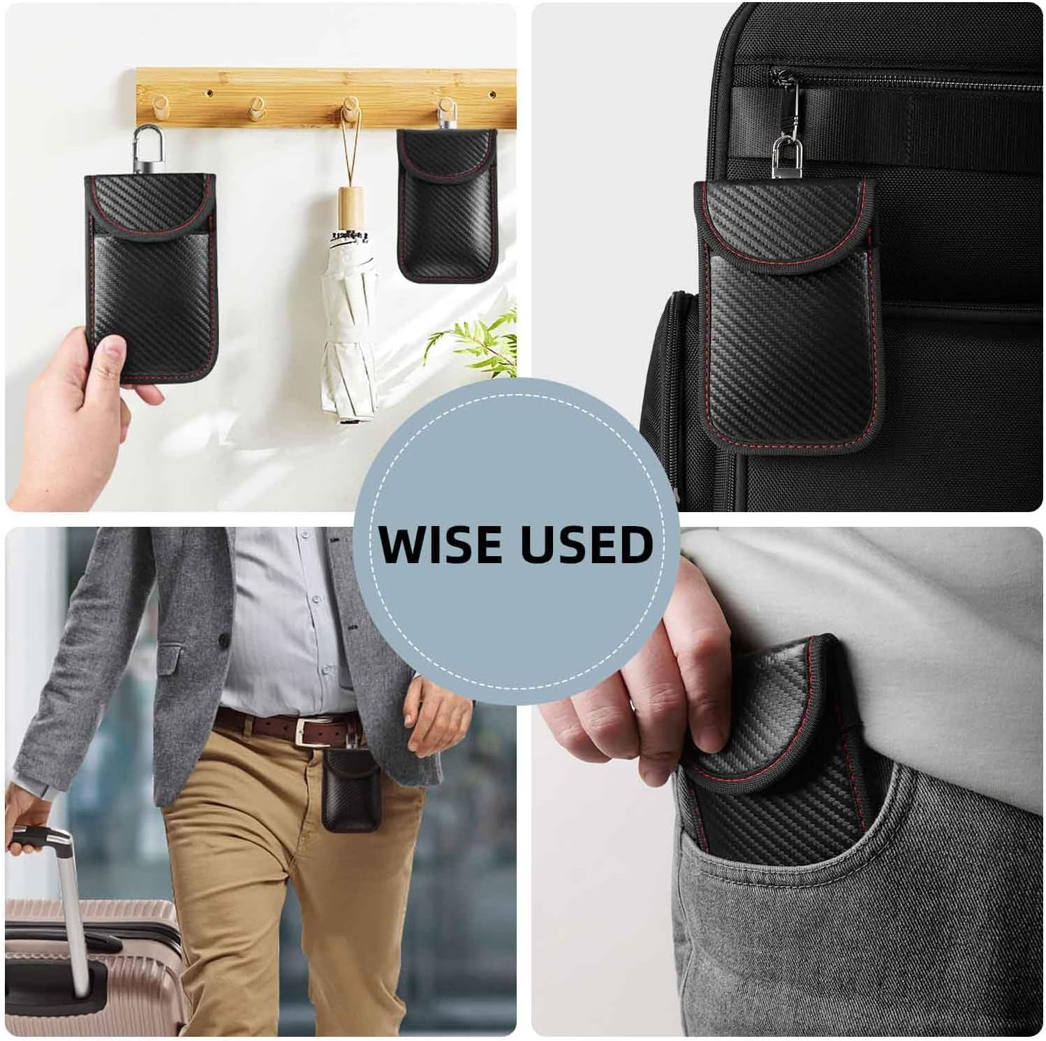 2 Pack Faraday Pouch for Car Keys, Faraday Bag, Car RFID Signal Blocking Holder, Key Fob Protector, Key Fob Cage Block Signal Anti-Theft Car Security Fob Case Cage (Medium) image number 3