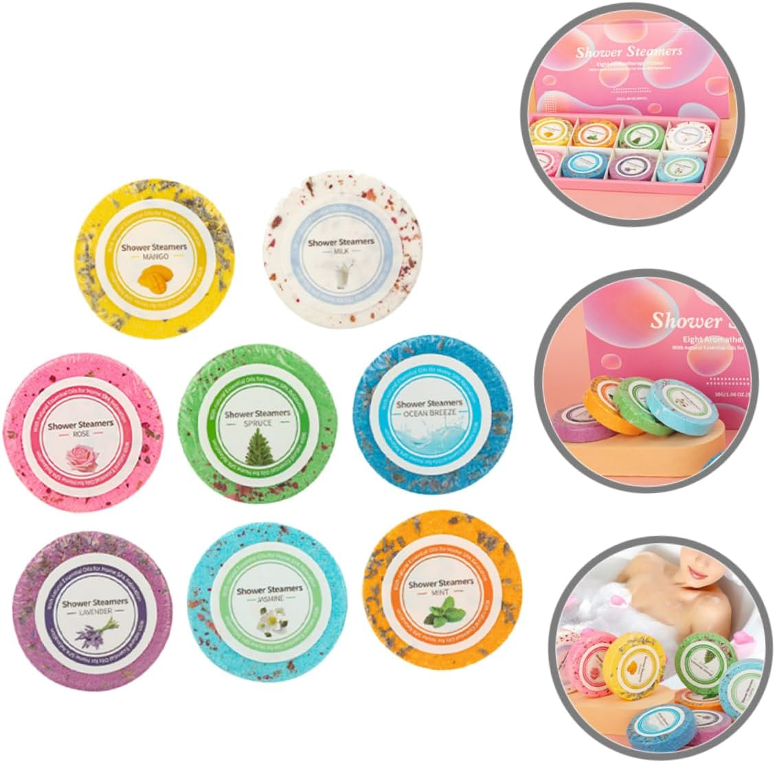 Aromatherapy Bath Tablets 8Pcs Essential Oil Shower Drops for Relaxing Spa Experience for Hotels and Home Baths