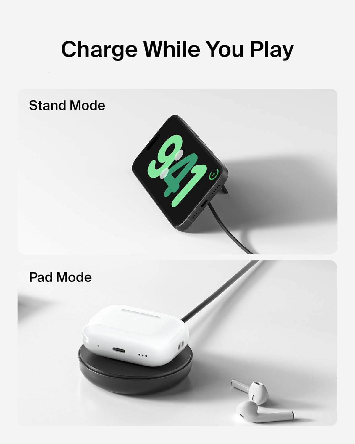Belkin Magnetic Wireless Charging Pad 15W W/Pop-Up Stand - Magsafe-Compatible Qi2-Certified Wireless Charger for Iphone 16 Series, Samsung Galaxy S25 Series, Airpods image number 2